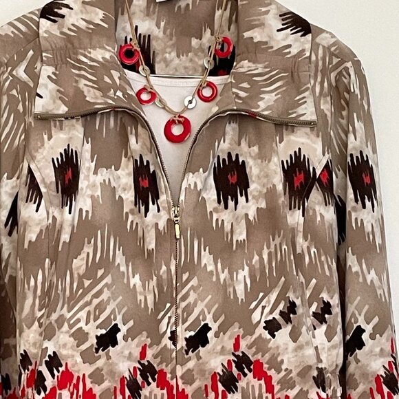 Ikat Zip Front Long Sleeve Anorak Jacket Chico's Zenergy XL - Picture 3 of 5